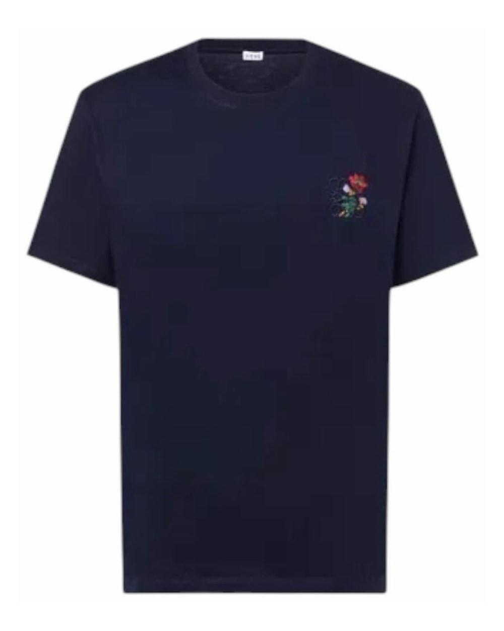 LOEWE Floral T-Shirt in Navy - front view