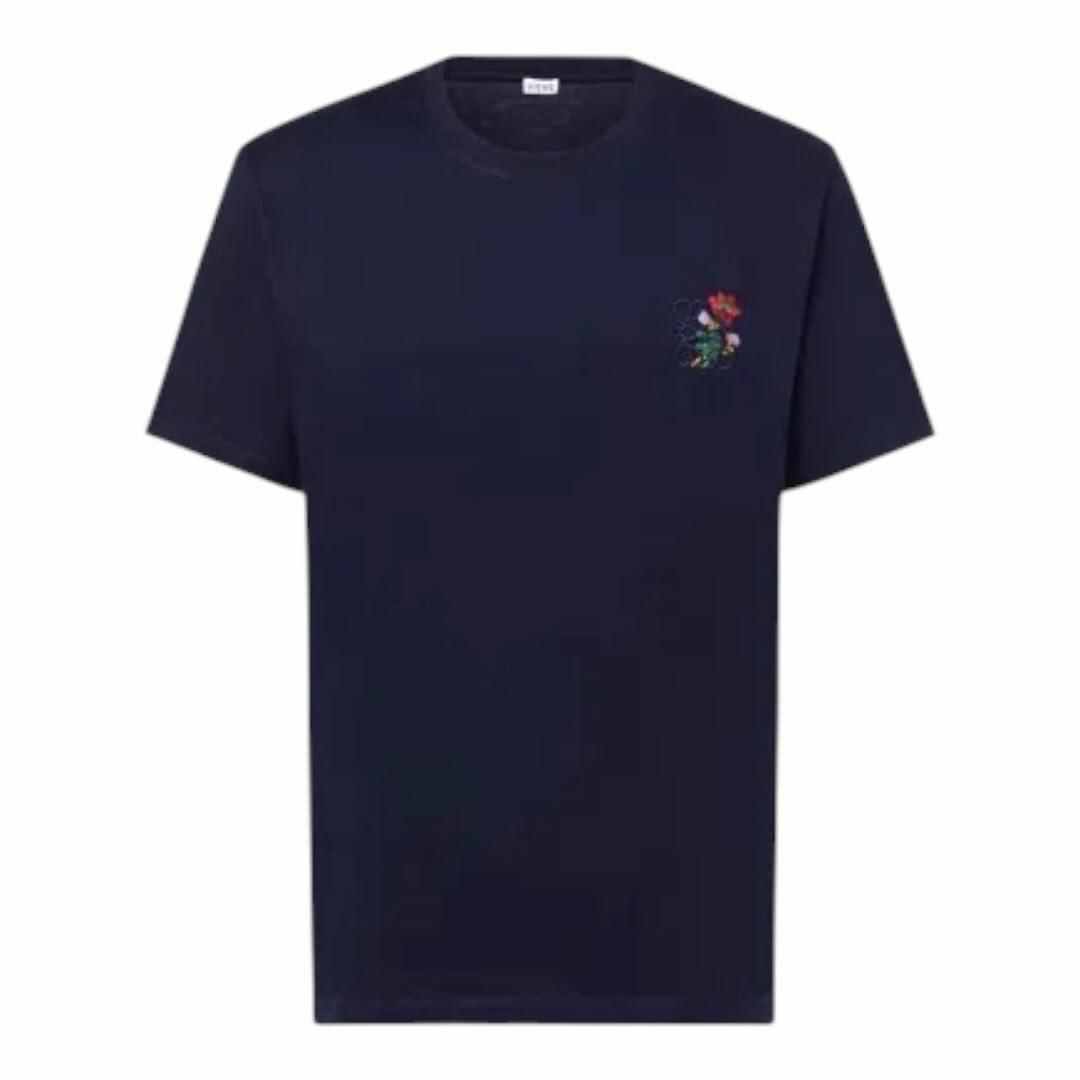 LOEWE Floral T-Shirt in Navy - front view