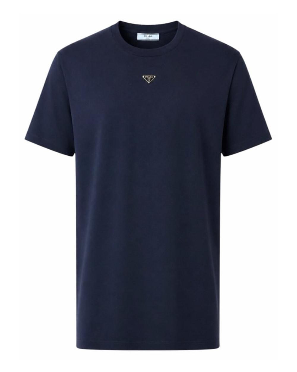 Prada Triangle T-Shirt in Navy - main image