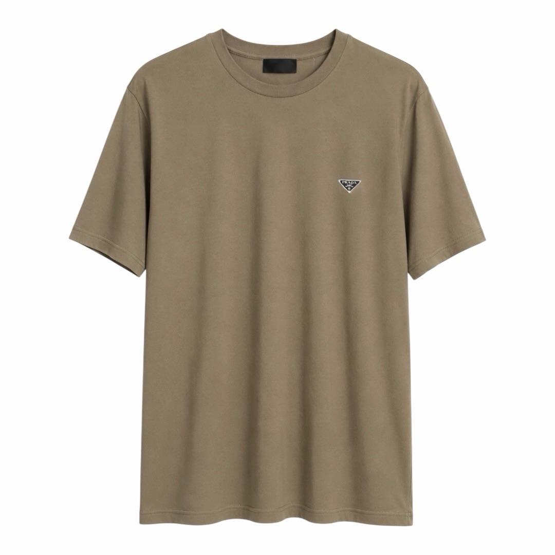 Prada Khaki Triangle T-Shirt in Khaki - main image